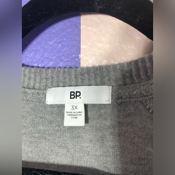 Bp. Super Soft Long Sleeve Cropped Henley in Grey - Size 3X - Picture 3 of 5